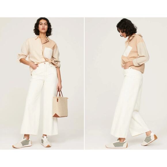 Wrangler Stonewashed White Worldwide 661 Mid Rise Wide Leg Denim Jeans Size 28 - Picture 1 of 8